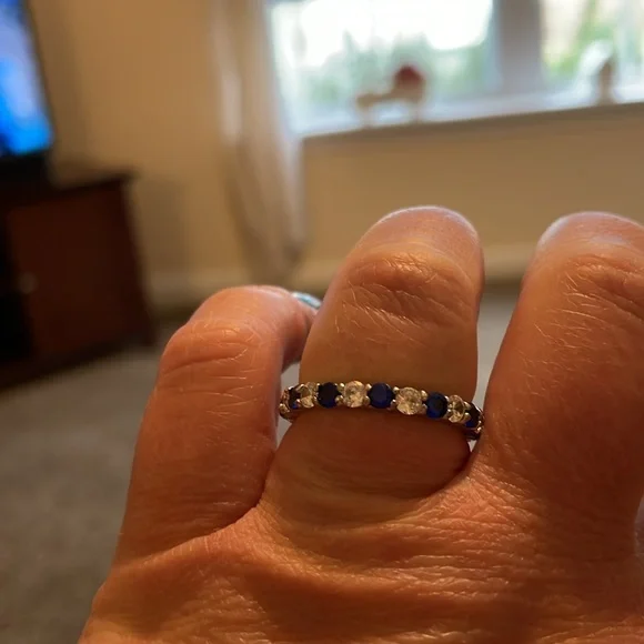 Sapphire and clear eternity ring Size 10 - Picture 8 of 8